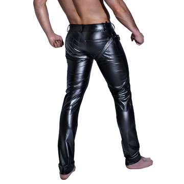 Sexy Trousers With Open Crotch For Men / Latex Wetlook Black Leggings / Stylish Fetish Clubwear - EVE's SECRETS